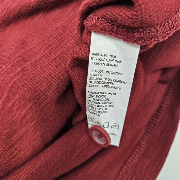 Timberland Thermal Henley Shirt Mens XL Burgundy Red Long Sleeve Casual - Picture 8 of 9